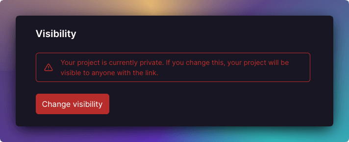 Screenshot of Project Visibility Setting